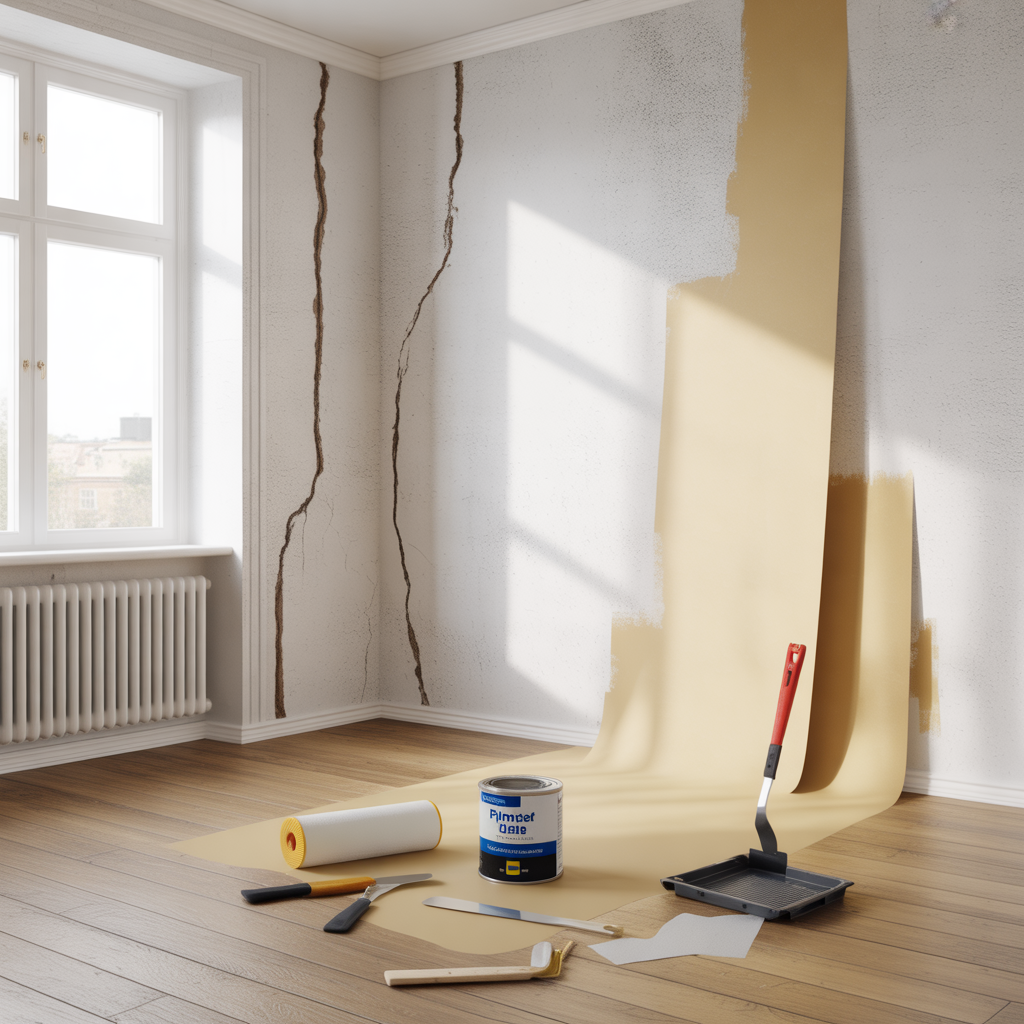 sprickor i malade vaggar felsokning reparation och farg