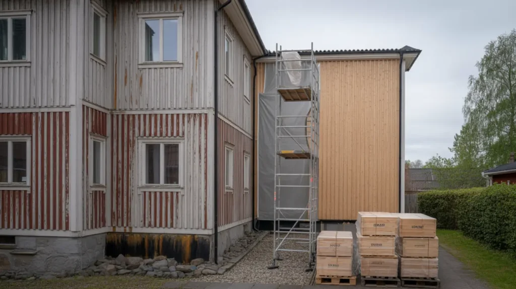 fasadrenovering byte av tr panel tecken kostnad och materialval f r villa och brf